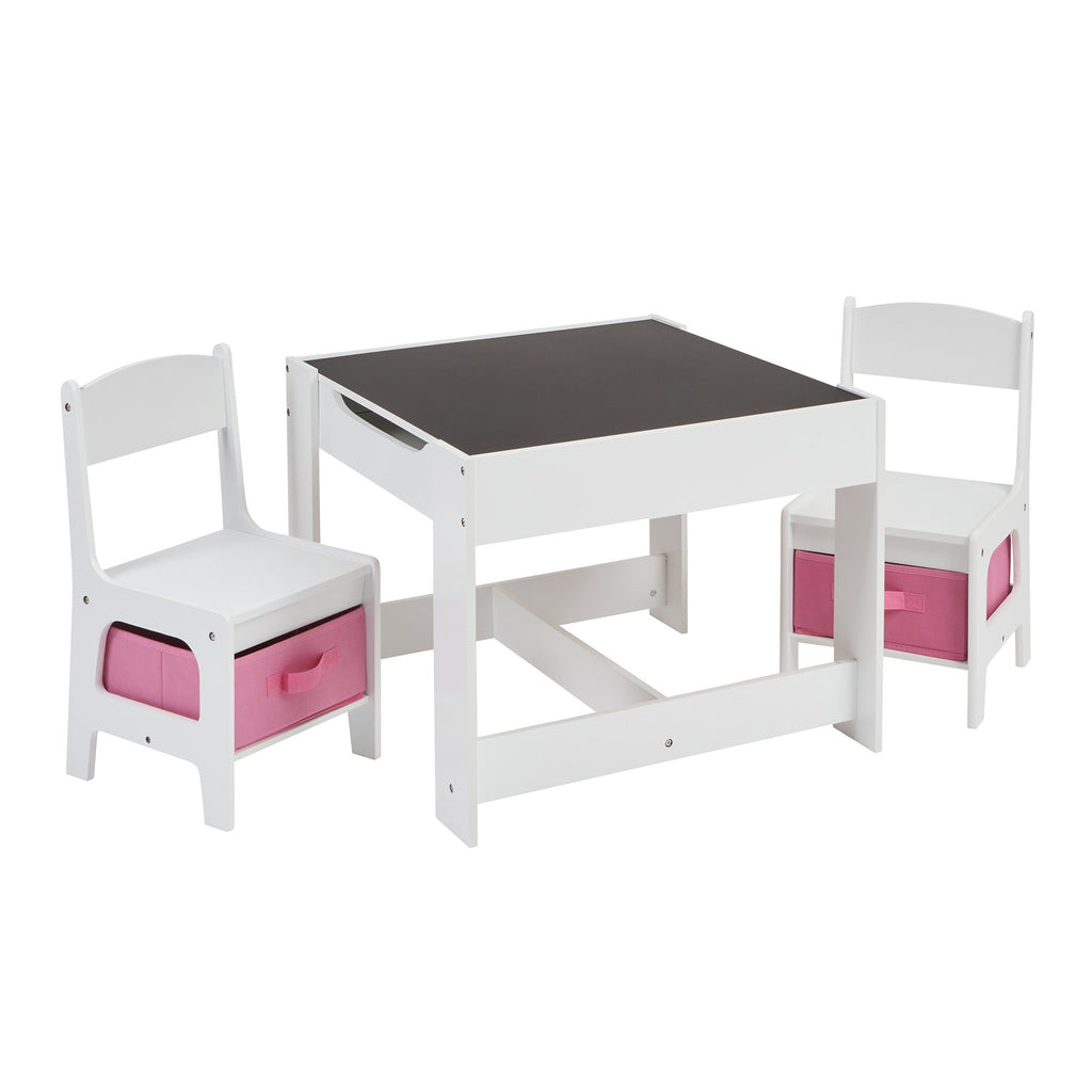 TF5412-W-white-table-and-2-chairs-with-pink-bins-chalkboard