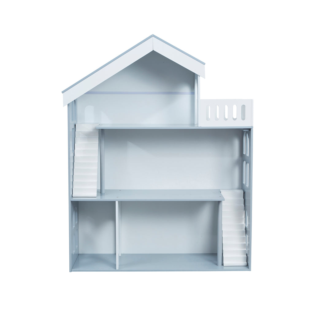 LHTZ005-grey-dolls-house-bookcase-with-balcony-product-front-view
