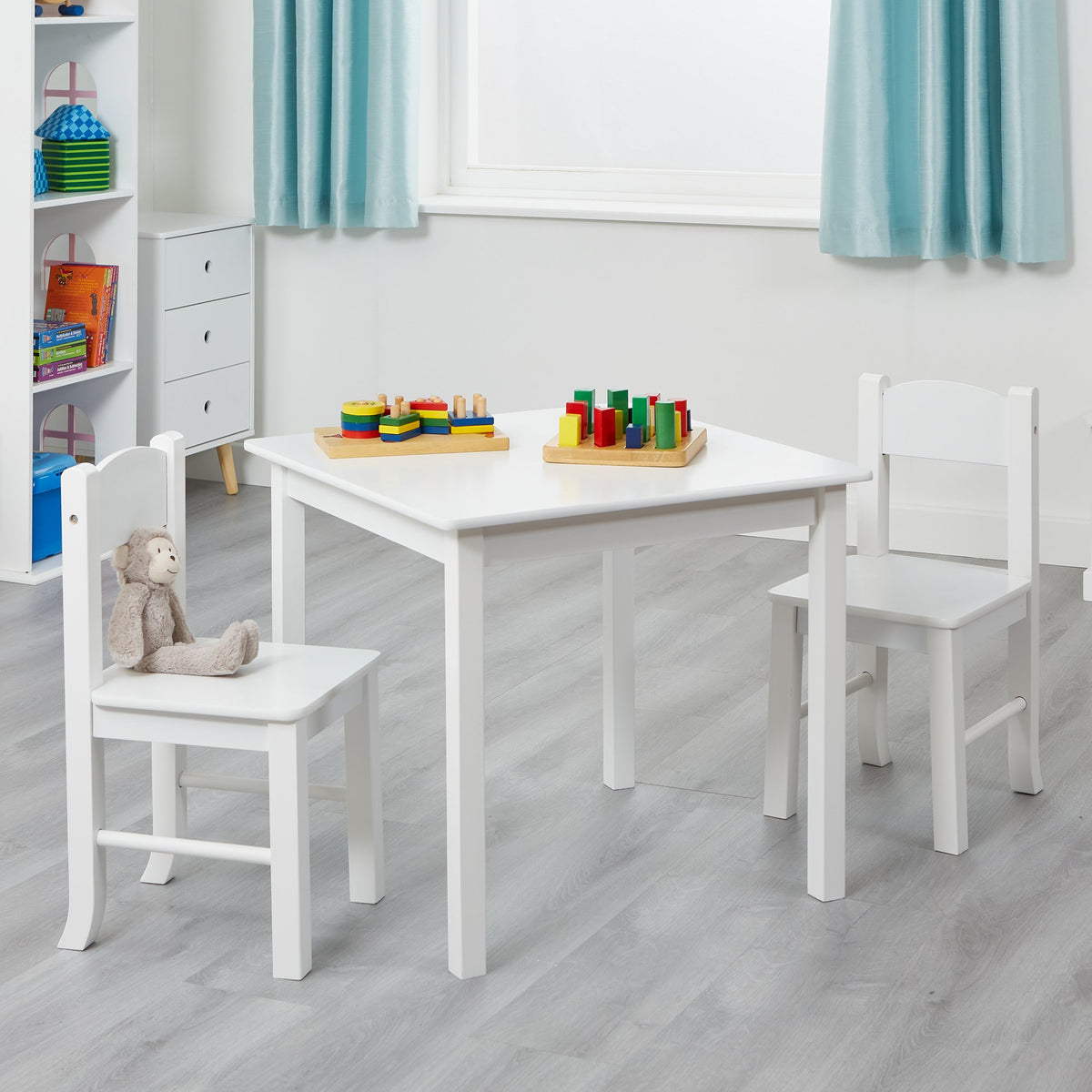 White Wooden Table and Chair Set