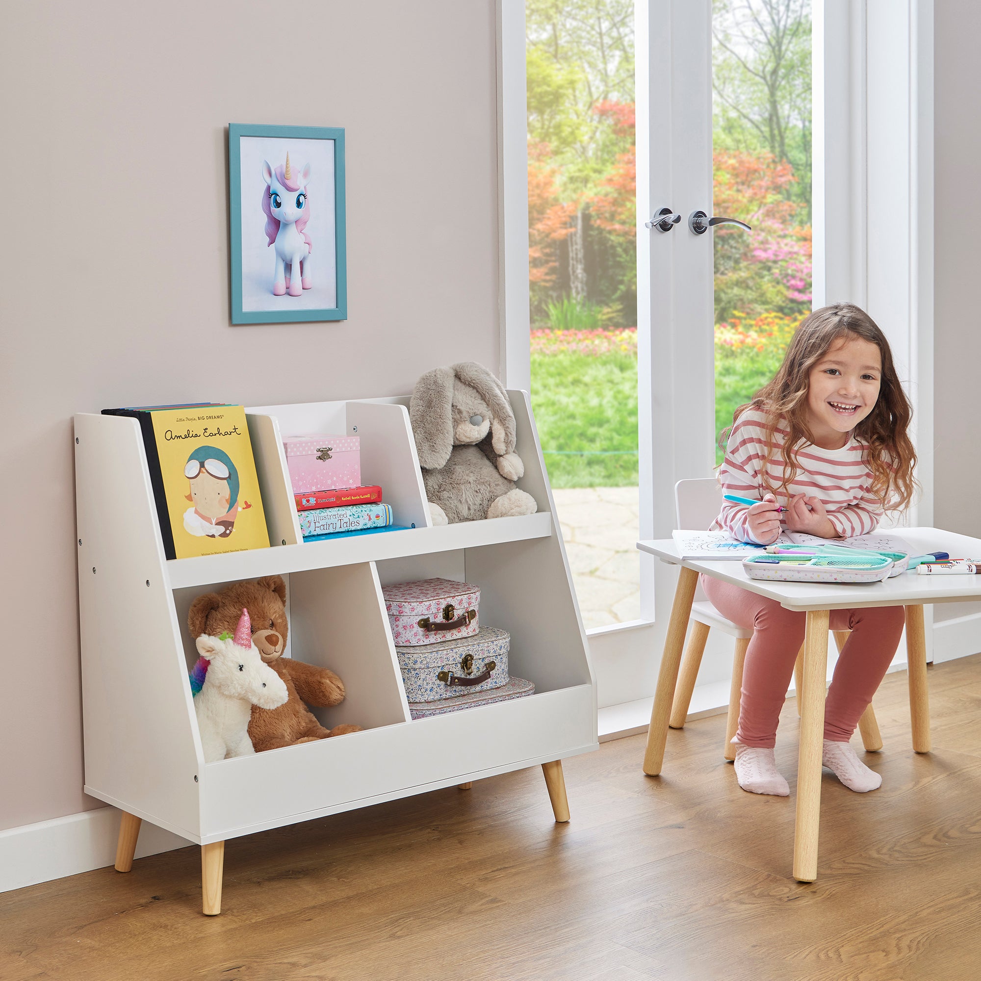 Kids White Sloping Bookcase