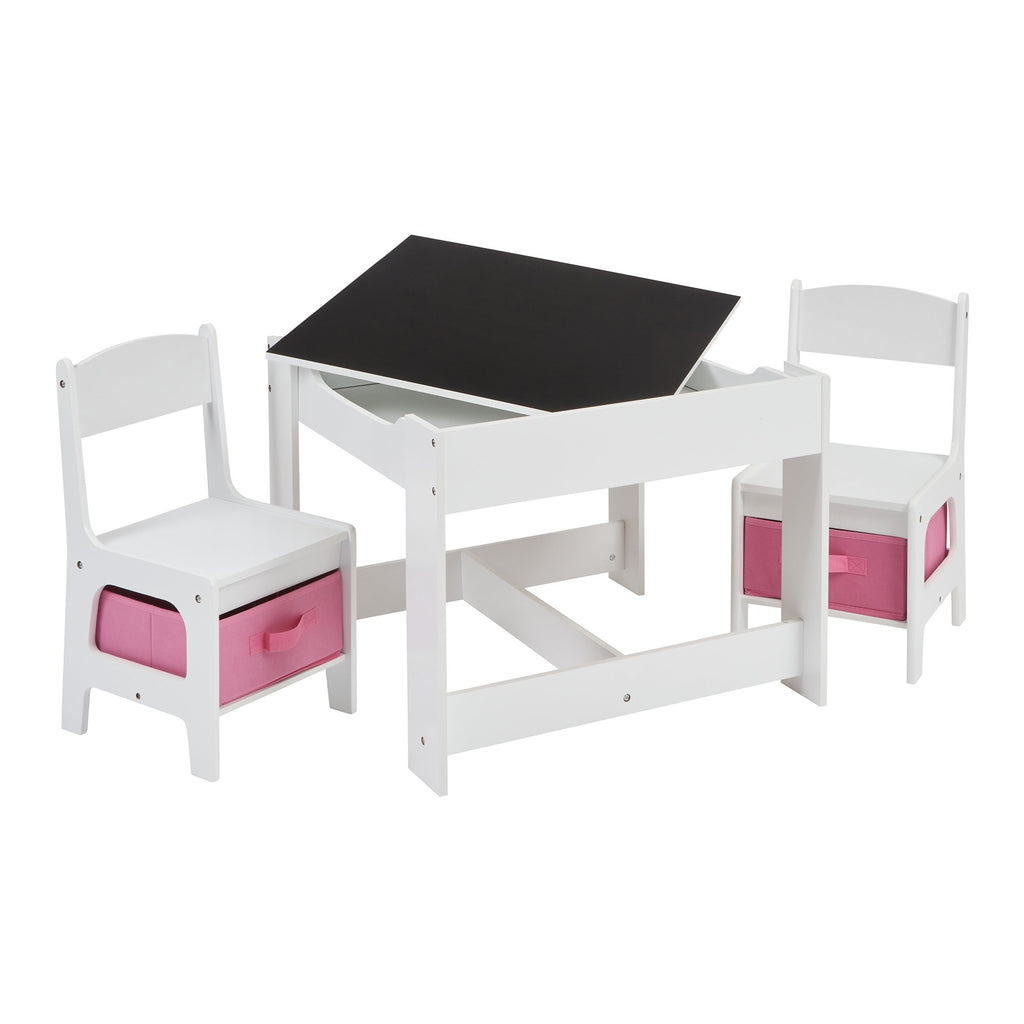 TF5412-W-white-table-and-2-chairs-with-pink-bins-chalkboard-open-table