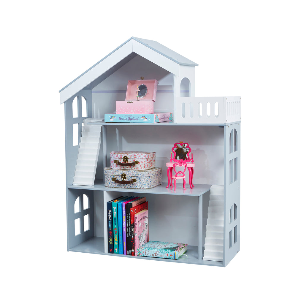    LHTZ005-grey-dolls-house-bookcase-with-balcony-product-props-side-view-2