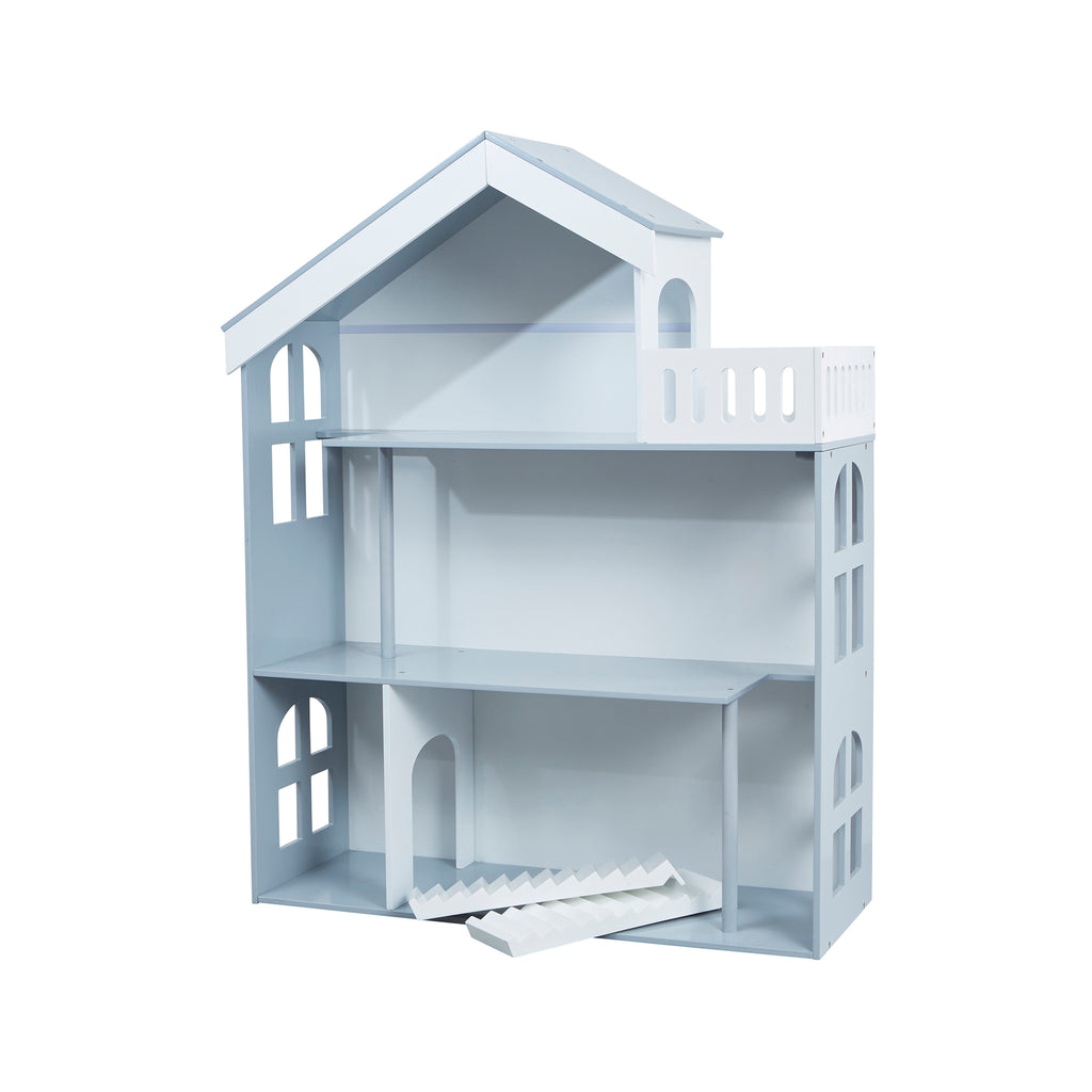LHTZ005-grey-dolls-house-bookcase-with-balcony-product-side-view-3